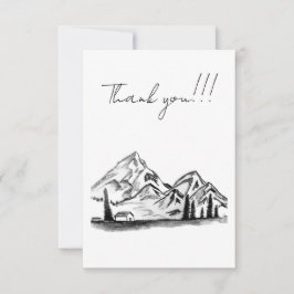 Tarjeta De Agradecimiento black and white sketch of Mountains