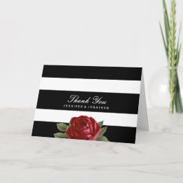 Tarjeta De Agradecimiento Black and White Stripes Wedding Thank You Cards
