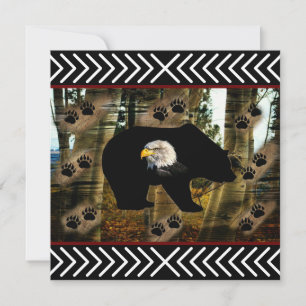 Tarjeta De Agradecimiento Black Bear Bald Eagle Bear Paw Prints Wilderness