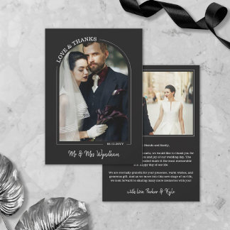 Tarjeta De Agradecimiento Black Beautiful Arch Boda Foto Amor y Gracias