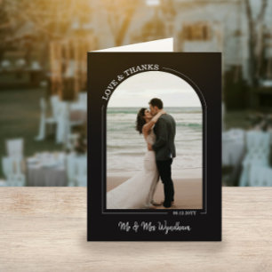 Tarjeta De Agradecimiento Black Beautiful Arch Boda Foto Amor y Gracias
