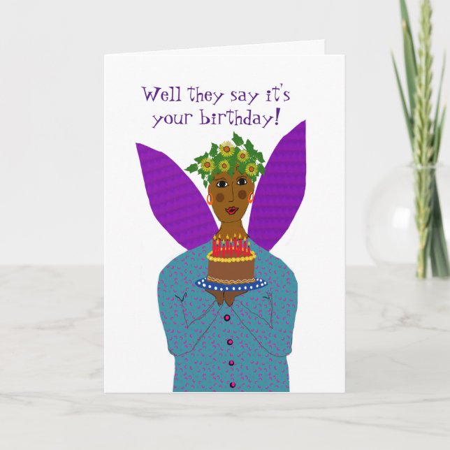 Tarjeta De Agradecimiento Black Birthday Angel trae una carta de pastel (Anverso)