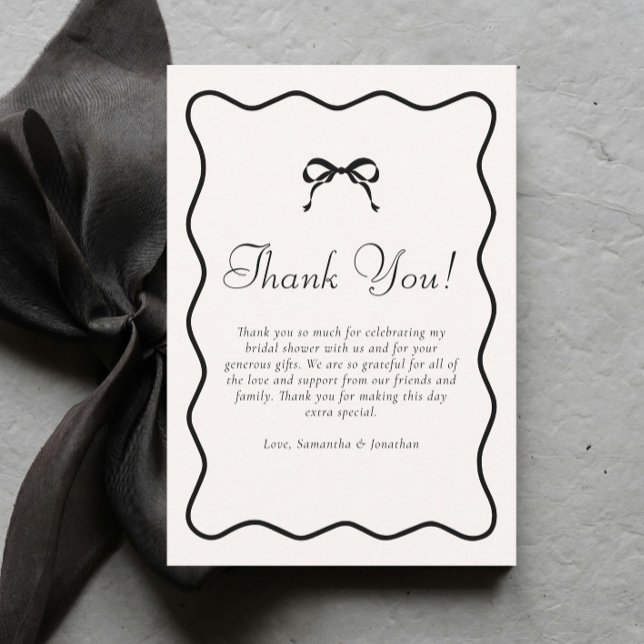 Tarjeta De Agradecimiento Black Bow atando la ducha nupcial (Subido por el creador)