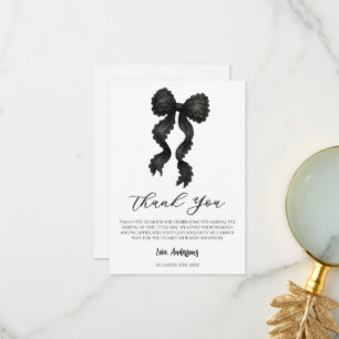 Tarjeta De Agradecimiento Black Bow Baby Shower Coquette Bow