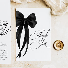Tarjeta De Agradecimiento Black Bow Bridal Shower Thank You Card