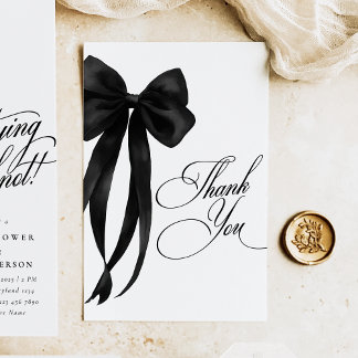 Tarjeta De Agradecimiento Black Bow Bridal Shower Thank You Card