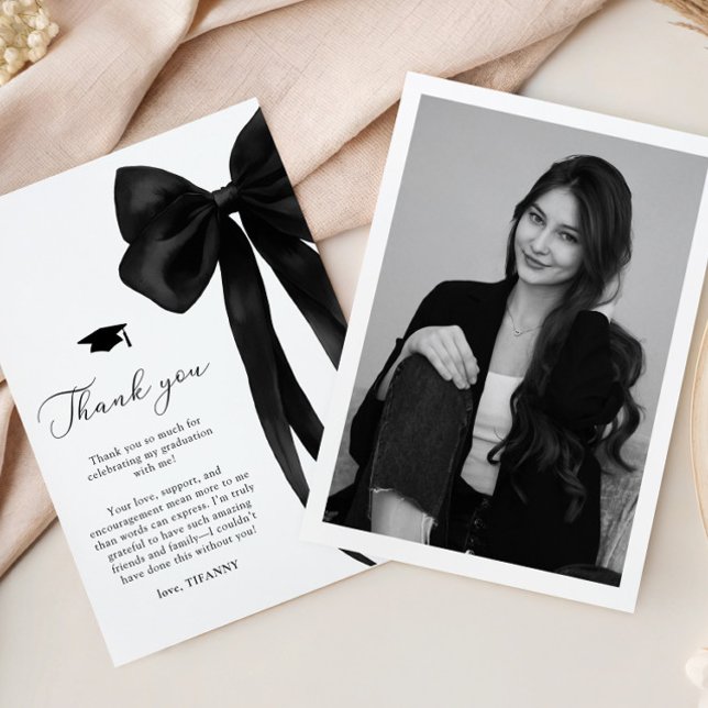 Tarjeta De Agradecimiento Black Bow Graduation (Subido por el creador)