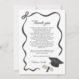 Tarjeta De Agradecimiento Black Bow Photo Graduation