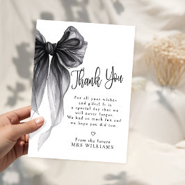 Tarjeta De Agradecimiento Black Bow She's Tying the Knot