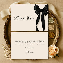 Tarjeta De Agradecimiento Black Bow She's Tying the Knot Bridal Shower