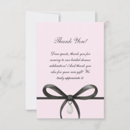 Tarjeta De Agradecimiento Black Bow With Pearl Old Money Style Bridal Shower
