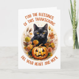Tarjeta De Agradecimiento Black Cat & Pumpkin Greeting Card