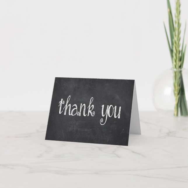Tarjeta De Agradecimiento Black Chalkboard Gracias (Anverso)