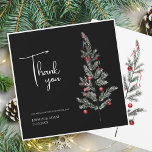 Tarjeta De Agradecimiento Black Christmas Tree Red Green Winter Wedding<br><div class="desc">Tarjeta de agradecimiento al Boda de la Festividad Verde Roja del Árbol de Navidad Negro - Elegante Foliage en ruidosos Hues Evergreen. Disfrute del encanto de la temporada con nuestra tarjeta de agradecimiento boda de Navidades modernos, adornada con los ricos y festivos colores rojo y verde. Esta elegante tarjeta de...</div>