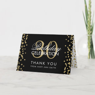 Tarjeta De Agradecimiento Black de oro Gracias 30 cumpleaños Confetti