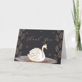 Tarjeta De Agradecimiento Black Elegcess Princess Swan Butterfly Baby Shower
