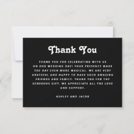 Tarjeta De Agradecimiento Black Evening Wedding | Formal Elegant Typography