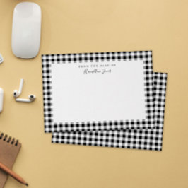 Tarjeta De Agradecimiento Black Gingham Check desde la mesa de