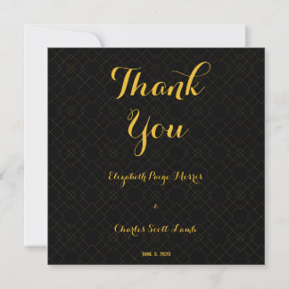 Tarjeta De Agradecimiento Black &Gold Art Deco Wedding