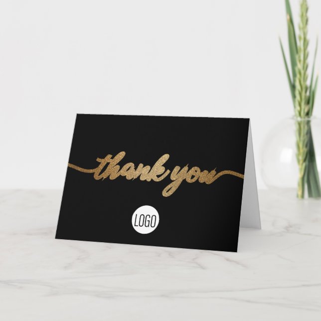 Tarjeta De Agradecimiento Black Gold business customer appreciation Custom (Anverso)