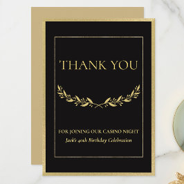 Tarjeta De Agradecimiento Black & Gold Casino Night Thank You Card