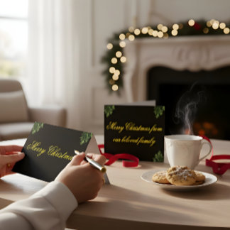 Tarjeta De Agradecimiento Black & Gold Christmas Card – Family to Family