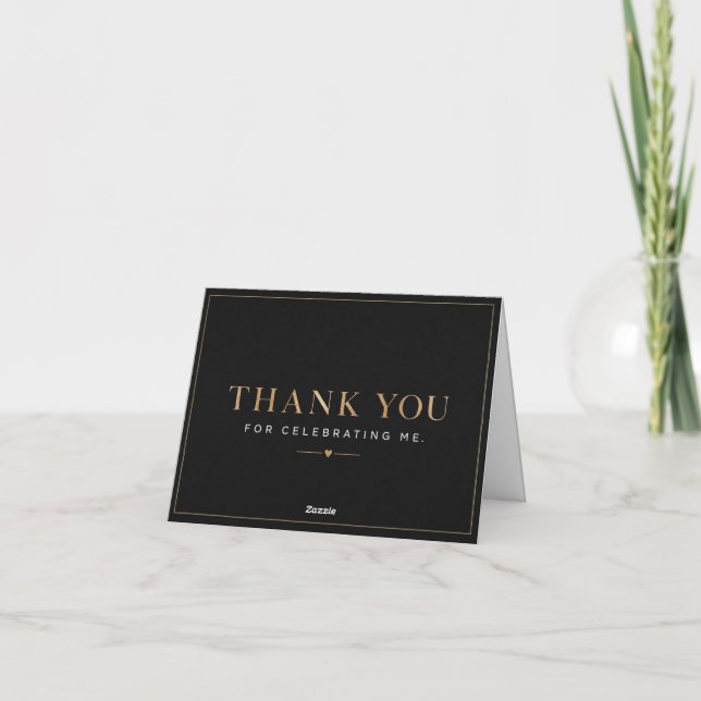 Tarjeta de agradecimiento Black Gold elegante – Ta (Reverso)