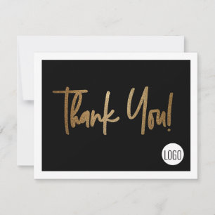 Tarjeta De Agradecimiento Black Gold Modern Small Business Discount Oferta