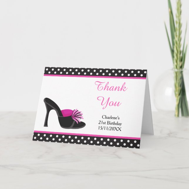 Tarjeta De Agradecimiento Black Heels Shoes Birthday Party (Anverso)