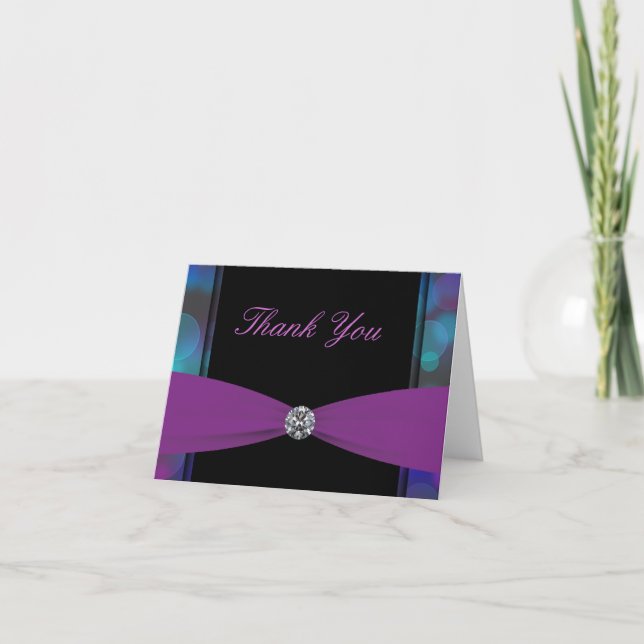 Tarjeta De Agradecimiento Black Hot Pink Purple Bubbles Hot Pink Gracias (Anverso)