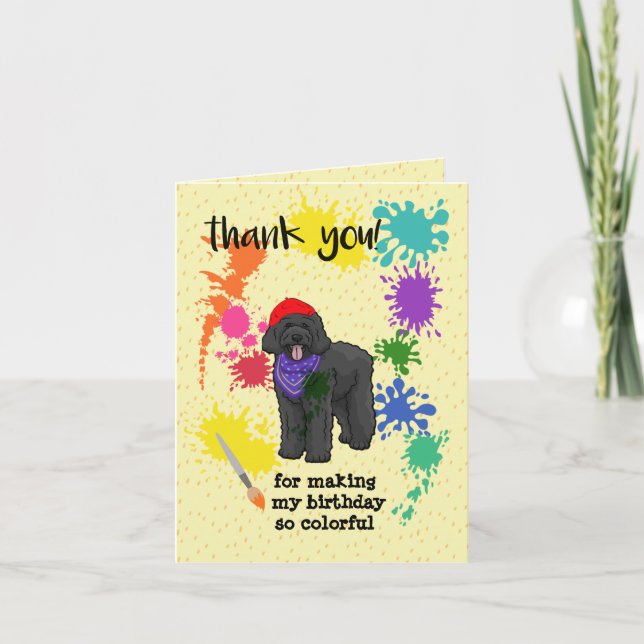 Tarjeta De Agradecimiento Black Labradoodle Dog Fun Art Party Birday (Anverso)
