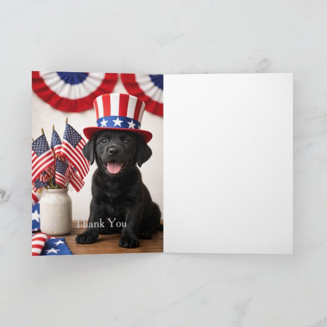Tarjeta De Agradecimiento Black Labrador Puppy Summer Party Thank You (Interior)