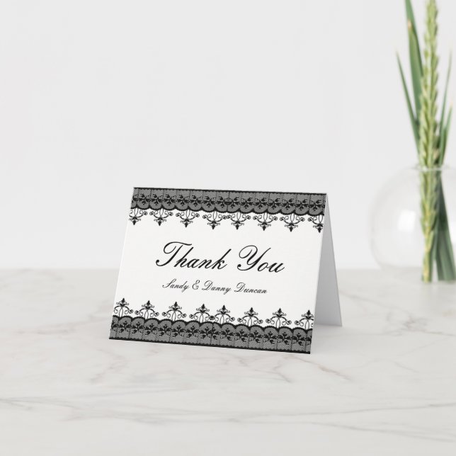Tarjeta De Agradecimiento Black Lace Gracias Cartas (Anverso)