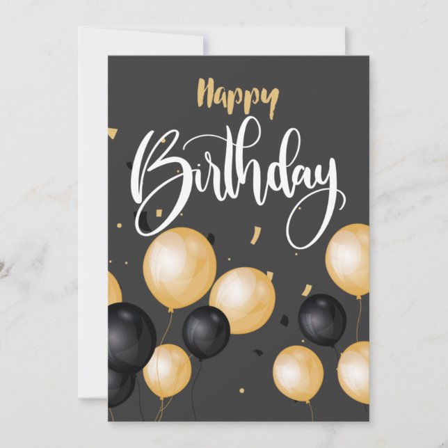 Tarjeta De Agradecimiento Black Luxury Happy Birthday Card (Anverso)