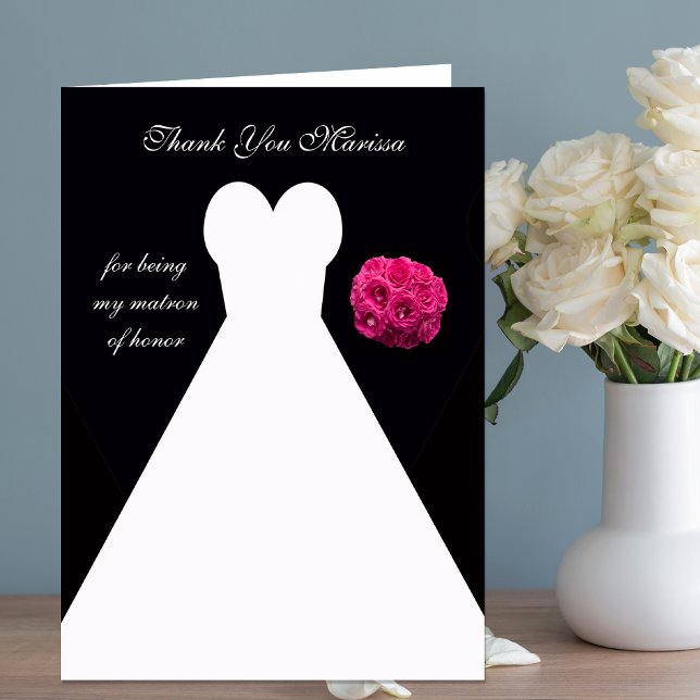 Tarjeta De Agradecimiento Black Matron of Honor Thank You Card -- Gown (Subido por el creador)
