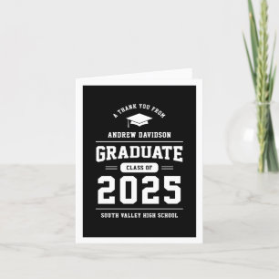 Tarjeta De Agradecimiento Black Modern Class of 2025 Graduation Blank