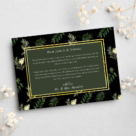 Tarjeta De Agradecimiento Black Modern Rustic Botanical Elegant Wedding