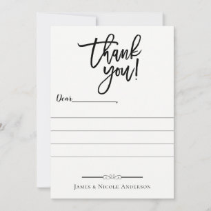 Tarjeta De Agradecimiento Black Modern Script Minimal Full Photo Gracias
