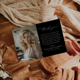 Tarjeta De Agradecimiento Black Photo Message Funeral
