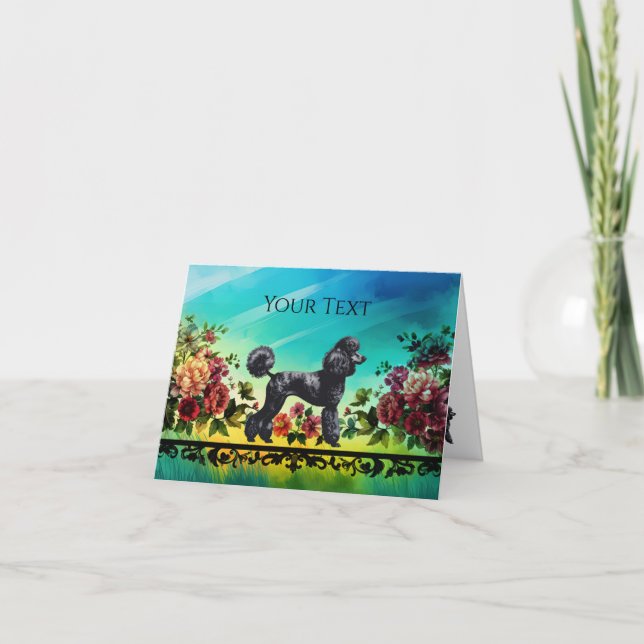 Tarjeta De Agradecimiento Black Poodle Notecard (Anverso)