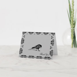 Tarjeta De Agradecimiento Black Raven Gothic Frame Boda Gracias