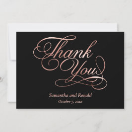 Tarjeta De Agradecimiento Black Rose Gold Calligraphy Formal Thank You Card