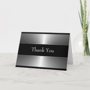 Tarjeta De Agradecimiento Black Silver Gracias Cartas