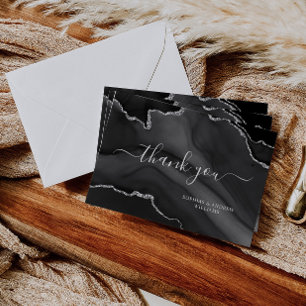 Tarjeta De Agradecimiento Black & Silver Thank You Card