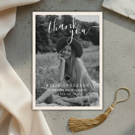 Tarjeta De Agradecimiento Black Tassel Senior Photo High School Graduation 