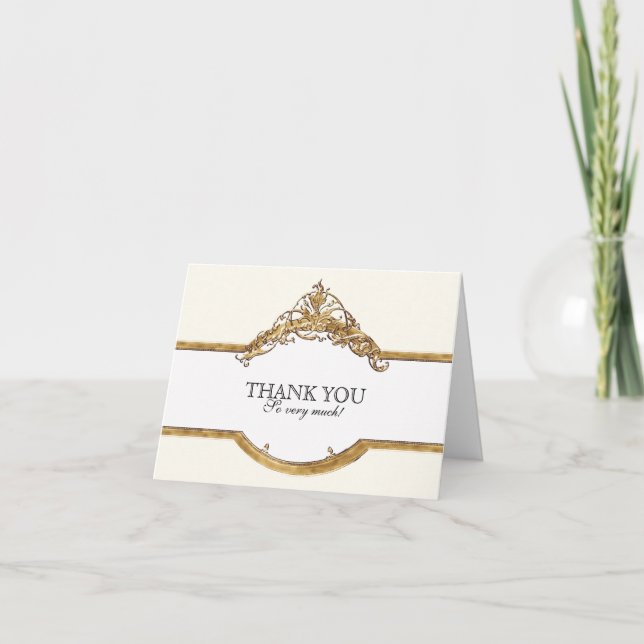 Tarjeta De Agradecimiento Black Tie Elegance 2, Golden Gracias Cartas De Not (Anverso)