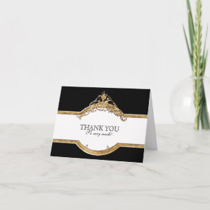 Tarjeta De Agradecimiento Black Tie Elegance 2, Golden Gracias Cartas De Not