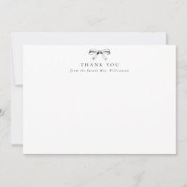 Tarjeta De Agradecimiento Black Vintage Bow Future Mrs Bridal Shower