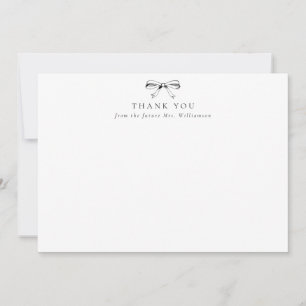 Tarjeta De Agradecimiento Black Vintage Bow Future Mrs Bridal Shower