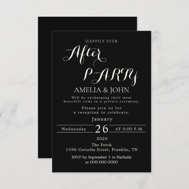 Tarjeta De Agradecimiento Black wedding invitation (Anverso / Reverso)